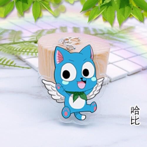 Anime Fairy Tail keychain Erza Scarlet Gray Fullbuster Lucy Heartfilia Natsu Happy cute funny cartoon acrylic key chain pendant