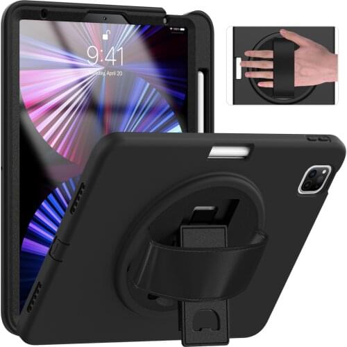 Hand Strap Cover 360 Rotatable Kickstand Full Body Protective Case for iPad Pro 11 2020 2021 for iPad Air 4 10.9" 2020