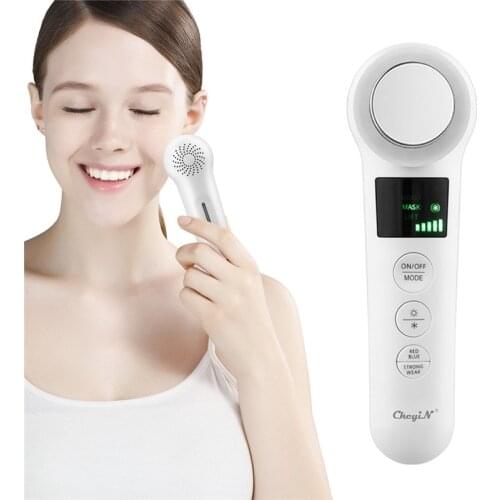 CkeyiN EMS LED Hot Cold Hammer Ultrasonic Cryotherapy Facial Lifting Vibration Massager Face Body Spa Ion Beauty Instrument