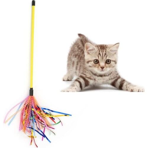 Colorful Rattle Ribbon Wand Stick Pet Cat Kitten Bite Chew Toy Pets Accessories mascotas