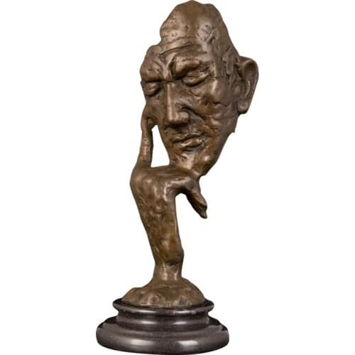 DS-591 Famous Bronze Artist Rodin Art Decor Bronze Thinking Man Bust Statue Sculpture Rodin Bust Head Figurines For Collectible