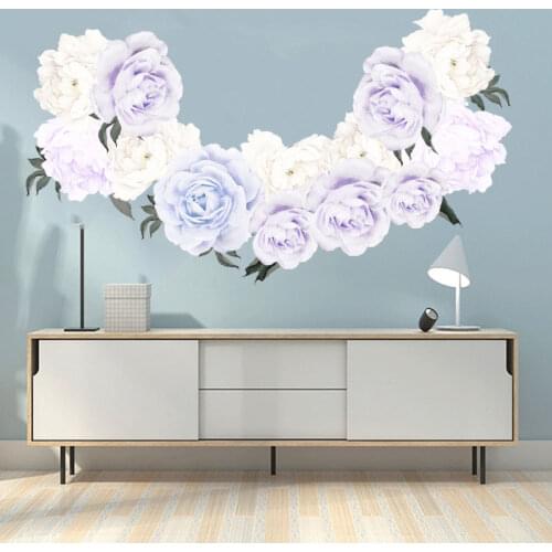 Creative Peony Wall Stickers for Bedroom Kids room Eco-friendly Vinyl Wall Decals Removable Art Wall Murals Home Decoration