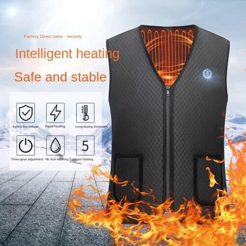 2021 Smart USB Electric Heating Thermal Warm Clothes Winter Temperaturing Heated Vest Plus M-4XL Heated Jacket Fashion Men Coat