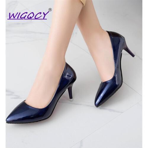 Patent Leather High heels pumps women shoes 2019 Spring Autumn Fashion Pointed wild ceremonial professional sexy wedding shoes