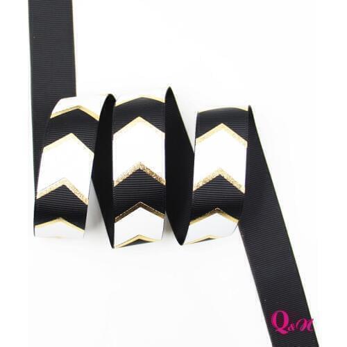 Q&N ribbon wholesale 7/8inch 22mm gold foil grosgrain ribbon for DIY Handmade Materials Hairbow Accessories 50yds free shipping