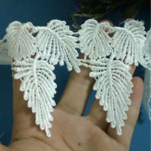 1yard Soluble White Black Polyester Leaves Embroidered Lace Trim Ribbon Handmade DIY Sewing Craft For Costume Hat Decoration New