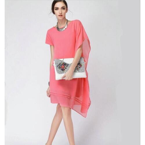 Summer Comfortable Fashion Women Asymmetrical chiffon Dress,plus size Lady Dress, Bohemia Beach Dress S - 5XL 6XL Vestidos