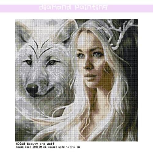 5D Full Square Round Acrylic Drill Tool Beauty and Wolf Diamond Painting Pattern Special Shaped Complete Home Decoration DIY Set