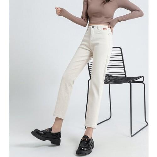 2021 New Straight Jeans High Waist Slim Harem Pants For Women Ankle-length Denim Trousers Streetwear Mom Jean Bottoms 802