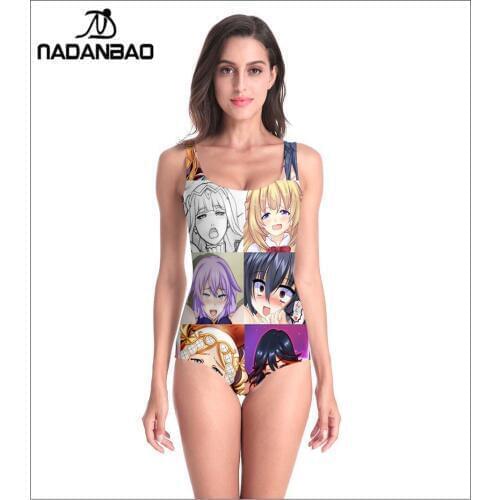 NADANBAO 2021 New Arrival Cartoon Print Swimsuit Sexy Ladies One Piece Swimwear Beachwear Plus Size