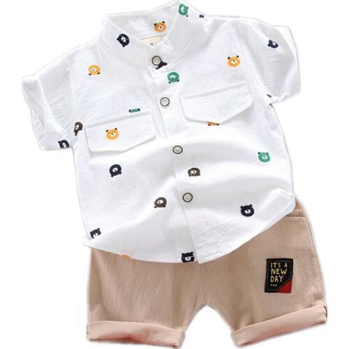 New Summer Children Clothes Suit Baby Boys Cartoon Pattern Shirt Shorts 2Pcs/sets Toddler Casual Clothing Infant Kids Tracksuits