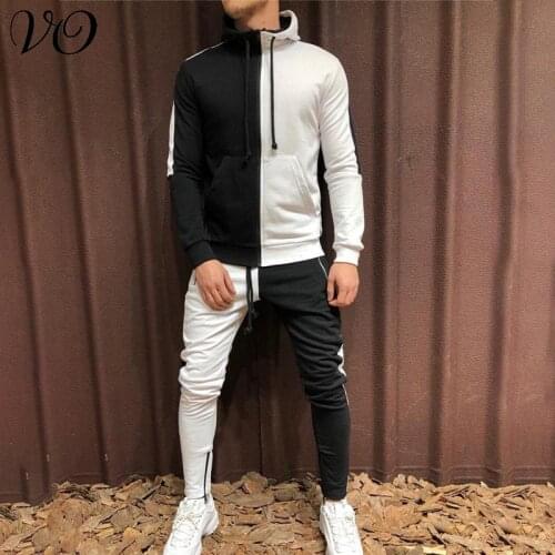 New mens suit 2021 streetwear hip-hop casual two-color fashion clothing jogger fitness sportswear hooded zipper shirt trousers