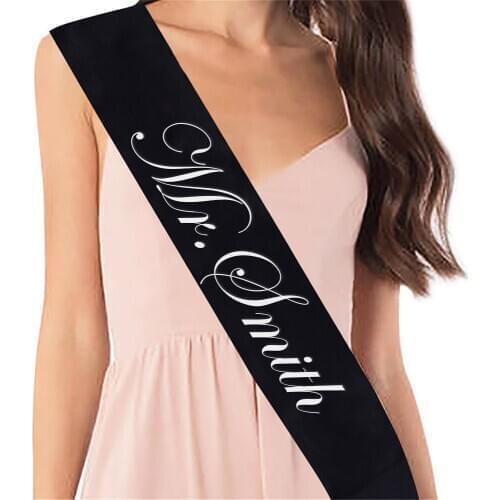 Personalized Mr Mrs Name Wedding Party Shoulder Girdle 3 Colors Party Fashion Decoration Accessories Custom Text Satin Sash