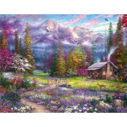Scenery forest pictures Handmade Needlework Embroidery DIY Aida Cross Stitch Kits Crafts 14CT Unprinted Home Decor wall Arts