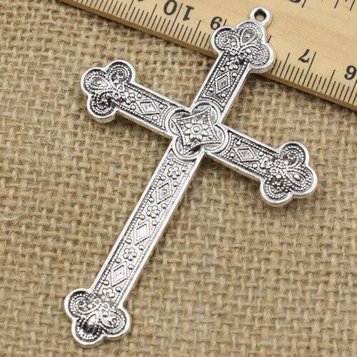 80x54mm Metal Zinc Alloy Silver Tone Cross Charm Pendant For Necklace DIY Jewelry Making Accessories 5pcs/lot k04215