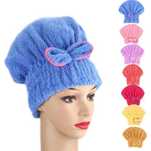 Microfibre Quick Hair Drying Bath Spa Bowknot Wrap Towel Hat Cap For Bathroom 7 Colors Solid Color Bathroom Accessories FPing