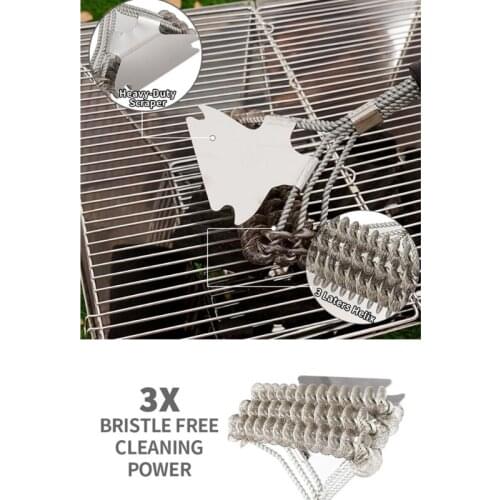 Protable Barbecue Basting Brush and Scraper BBQ Outdoor Grill Cleaning Gadget Wire Bristle Brush for Gas/Charcoal Tools
