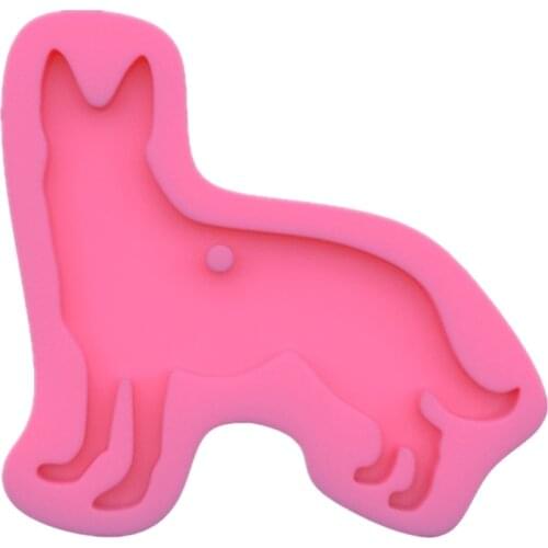 R58E Shiny Dog Shaped Keychain Epoxy Resin Mold Jewelry Pendants Silicone Mould DIY Crafts Decorations Casting Tool