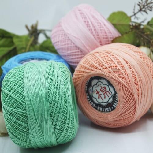 Retail 50g/ball 8# 2ply DIY Colorful Thin Lace Yarn Crochet Yarn 100% Cotton Yarn Hand Knitting Thread Sewing Machine Line