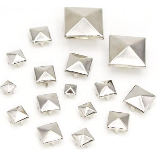 25/50/100Pcs Sliver Rivets 6-20mm Square Spikes 2/4 Claws Rivet Clothing With Studs Metal Leather Rivets Punk Accessories DIY