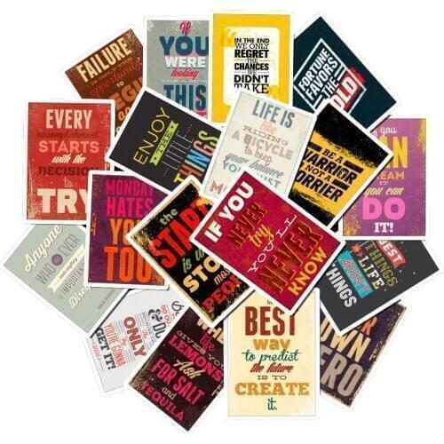 25PCS Motivational Typography Life Quotes Diary Stickers Planner Memo Scrapbooking Sticker Stationery Child Toy Stickers