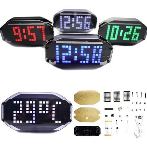 Clock Led Digital Dot Matrix Desk Clock Mirror Temperature Holiday Birthday Reminder Function Desktop Clock Gift