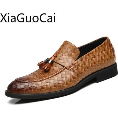 Genuine Leather Round Toe Mens Casual Shoes Leather Luxury Brand Male Oxfords Slip on Waterproof Mens Loafers Shoes