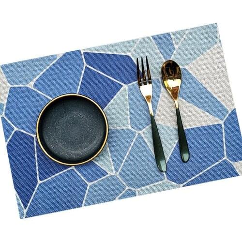 Waterproof and Oilproof Geometric Printing PVC Placemat Heat Insulation Pad Hotel Home Dining Table Mat for Dining Table