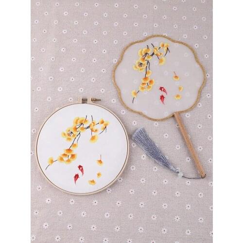 Embroidery DIY Manual Self-Embroidered Gift Production Beginners Embroidered Material Package Old Fashion Embroidered round Fan