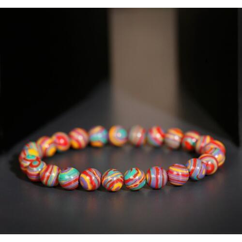 2020 Colorful Chakra Malachite Stone Beads Bracelet Women 8MM Ethnic Hematite Charm Women Jewelry Accessories Bracelet