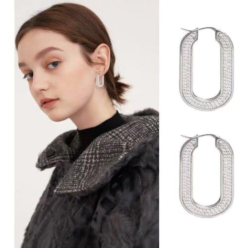 2020 New Personality Geometric Metal Style Stylish Irregular Mirror Hook CE Hoop Earring for Women Girls Party Jewelry