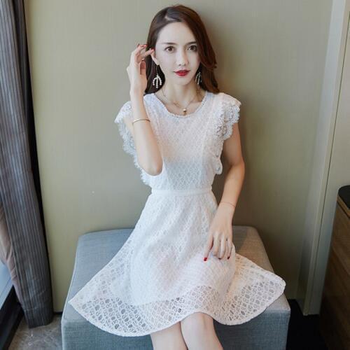 Top selling product in 2019 Teenage girl Lace dress Stylish clothes Women elegant white dresses Summer clothes womens slim K4488