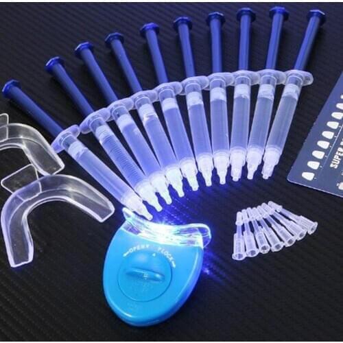 1 Set Dentist Teeth Whitening Peroxide Oral Hygiene Tool Kit 10pcs whitening gel+2pcs dental tray+1pc mini cold whitening light