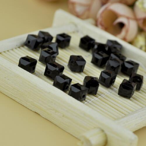 100pcs/lot 6mm Square Shape Glass Beads Dark Black Color Cube Crystal Jewelry Bead for DIY Necklace Jewelry Making Accessories
