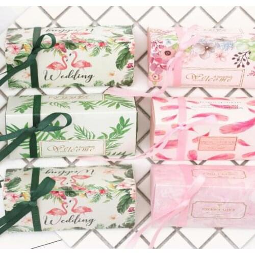 100pcs New Creative Forest Green Leaves Candy Box Bomboniere Wedding Favors Welcome Party Baby Shower Thank You Gift Box Cajas