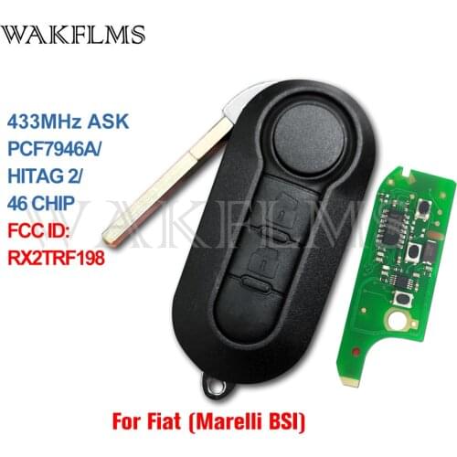 2 Buttons 433MHz PCF7946 / HITAG 2 / 46 CHIP Flip Car Key Fob Auto key For Fiat 500 500L