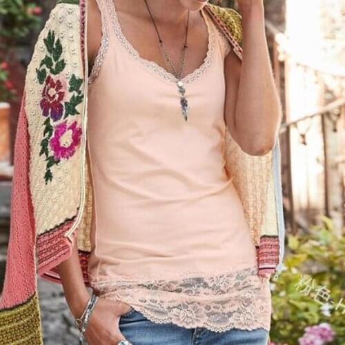 2020 Sexy Women Lace Patchwork Top Vest Fashion Sleeveless Lace Shirts Comfortable Casual Womens Summer Clothes