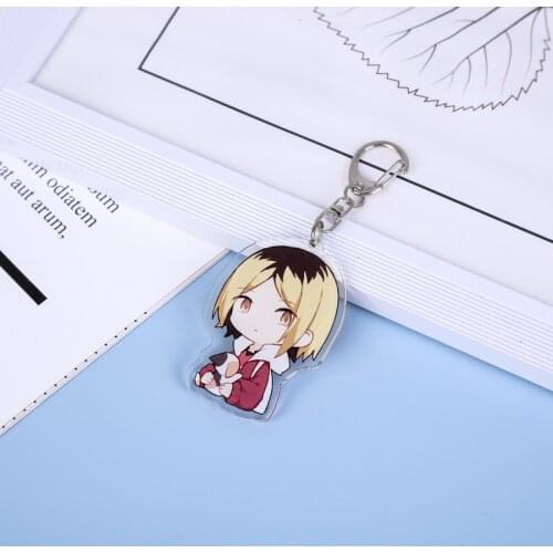 Anime Haikyuu!! Shoyo Hinata Kotaro Bokuto Kei Tsukishima Kozume Kenma Acrylic Rubber Keychain Cute Cartoon Key Ring Pendant