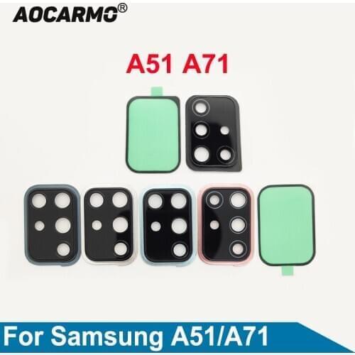 Aocarmo Back Rear Camera Lens Glass With Frame Holder Ring Adhesive Sticker For Samsung Galaxy A51 A71 SM-A7160 SM-A5160