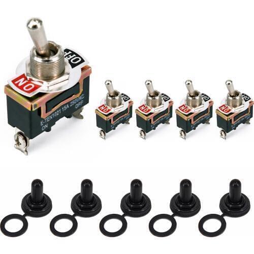 5Pcs Car Dash Light Metal 12 Volt SPST Waterproof Toggle Flick Switch 12V ON/OFF Car Rocker Toggle Switches For Car Boat Yacht