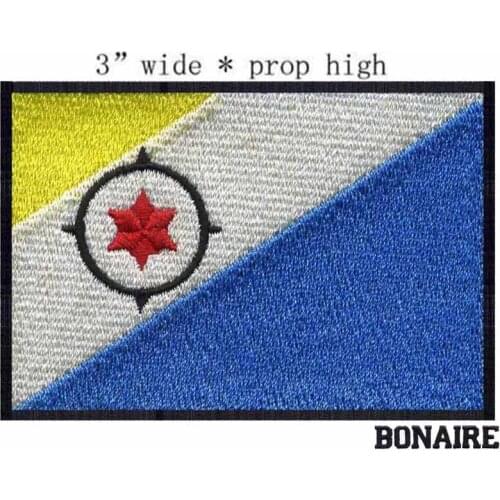 Bonaire, Flag 3" wide embroidery patch for square patch/motorcycle patch/gold applique