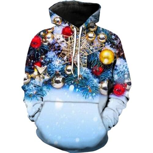 2021 Merry Christmas Printed 3D Hoodies Decoration Men Women Long sleeve Pullover Hoodie Male Casual Warm Hooded Sweatshirt