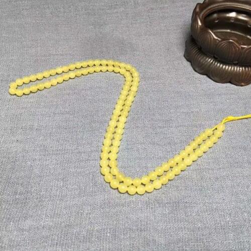 J52#Hetian jade yellow mouth material 108 bracelets, jade is warm and delicate