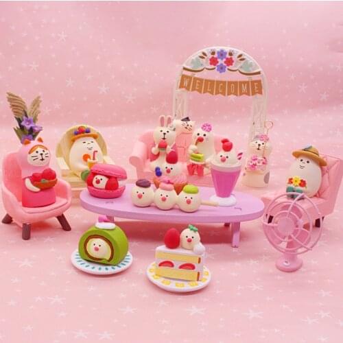 Kawaii Rabbit Cat Cake Diy Resins Decoration Fairy Garden Ornament Miniature Crafts home decoration accessories Kids Gift 1 pcs