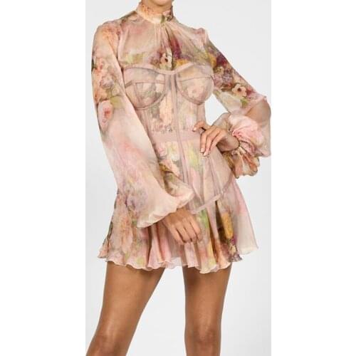 Printed 2 Piece Outfit Sexy Corset Dress Set Vintage Long Sleeve Fashion Mini Summer Club Party Dress