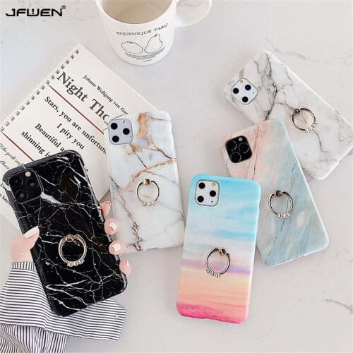 Finger Ring Holder Marble Phone Case For iphone X XR XS 12 Mini 11 Pro Max Case For iphone SE 2020 8 7 6 6S Plus Case Cover