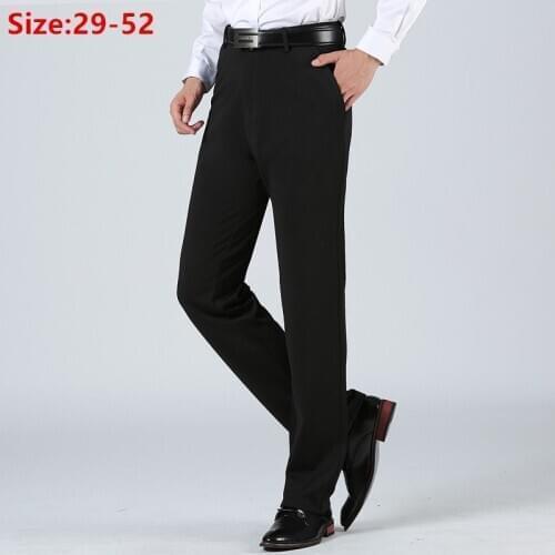 Men Business Pants Office Trousers Plus Size 48 50 52 Formal Stretched Suit Straight Slim Casual Black Blue Grey Male Clothing