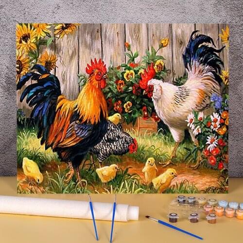 Animal Chicken Coloring By Numbers Painting Package Oil Paints 50*70 Picture By Numbers Photo Home Decoration Kids Drawing