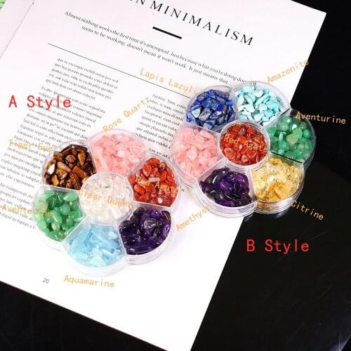 7 Chakras Set GemStone Box Irregular Natural Crystals Amethyst Rose Quartz Gravel Stone Energy Minerals Collection Specimen