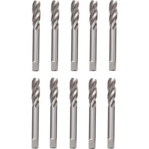 10Pcs M10 Spiral Fluted Machine Taps Metric HSS Spiral Pointed Taps Tapping Screw Thread Forming Tap